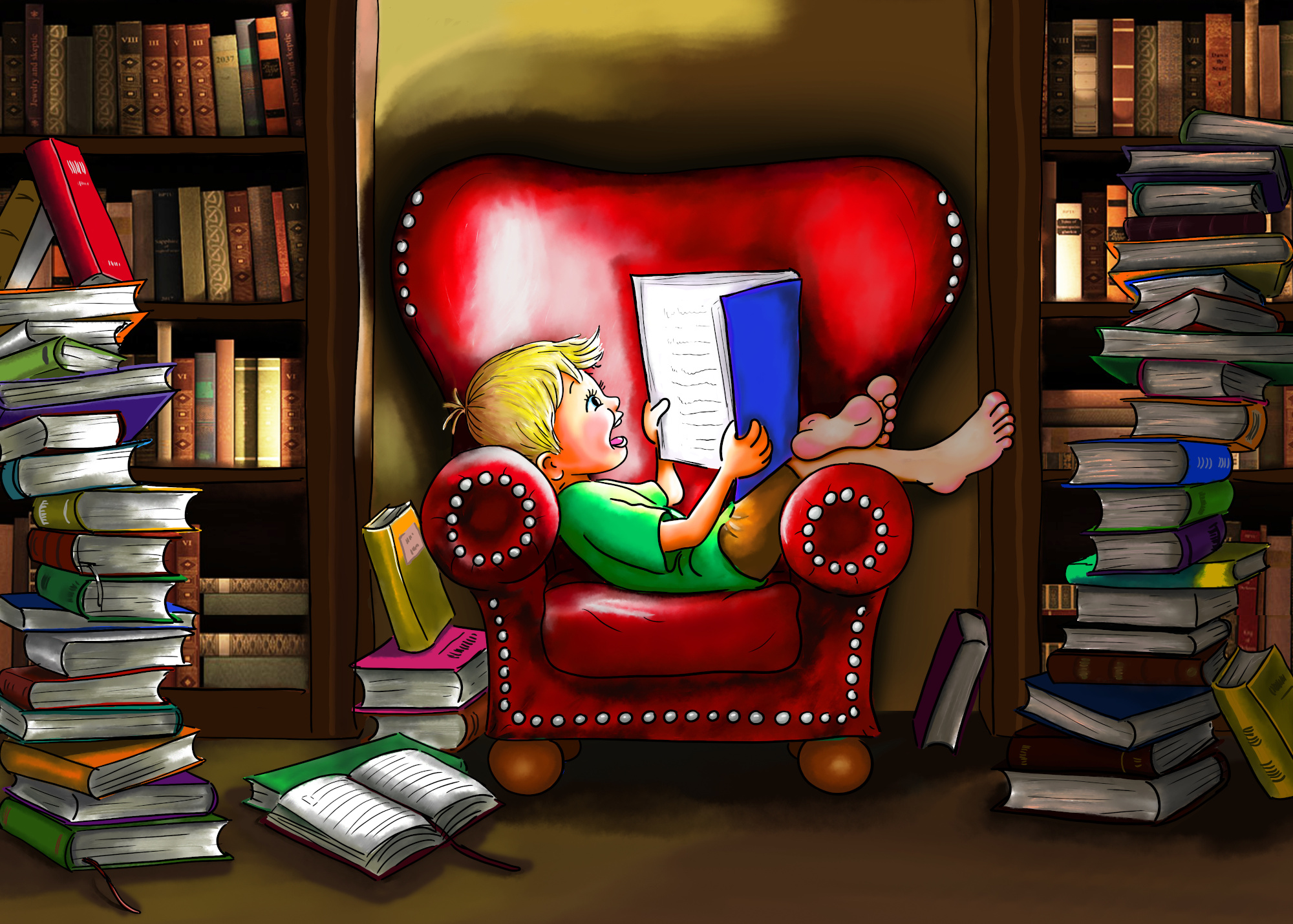 He reads his book. Что почитать с иллюстрацией. Конкурс рисунков я люблю читать.